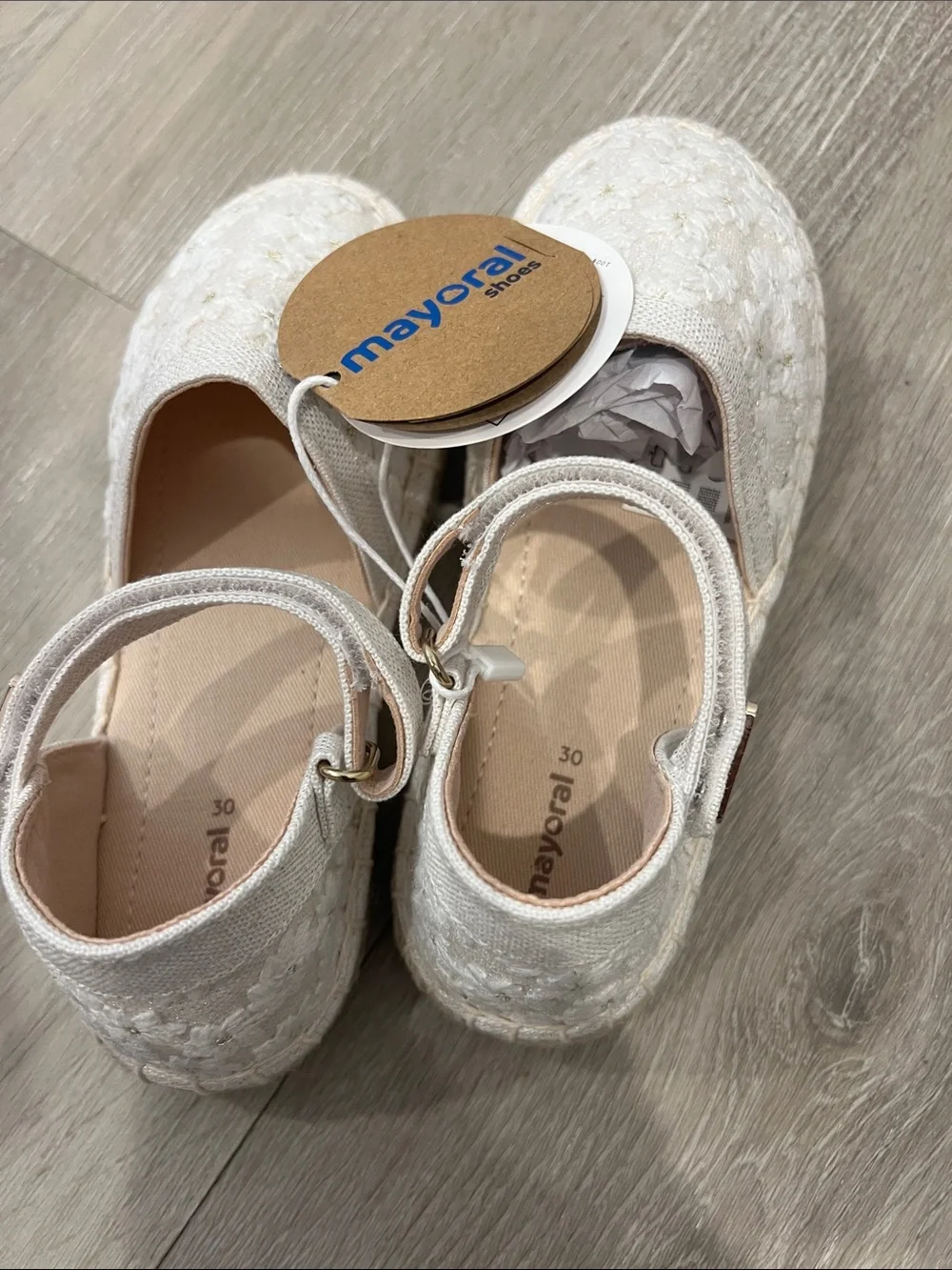 Mayoral White Floral Lace Espadrille Mary Jane for Kids